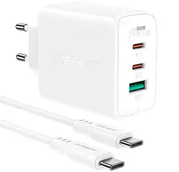 Мережевий зарядний пристрій Acefast A13 Fast Charger PD 65W 2×Type-C / 1×USB з кабелем Type-C to Type-C - White