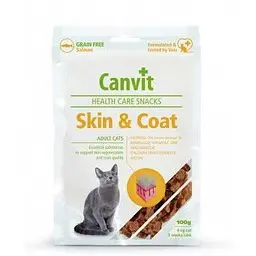 Напіввологі ласощі для кішок Canvit SKIN & COAT 100 г