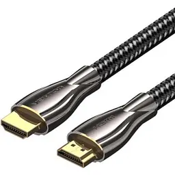 Кабель мультимедійний HDMI M to HDMI M 0.5m V2.0 4K60Hz braided zinc alloy black Vention (ALMBD)