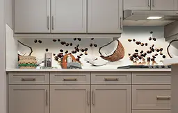 Кухонний фартух Кокос і Кава вінілова наклейка для кухні ПВХ зерна Абстракція Бежевий Happy Pocket Z181323 - мініатюра 3
