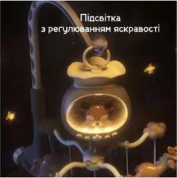 Мобіль на ліжечко з пультом, дитяча карусель для новонароджених немовлят мобілі 2 в 1 з таймером, колискові та звуки (сolombokid 5033A) - мініатюра 9