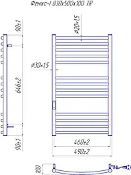 Електрична рушникосушка Laris Фенікс-I 830x500/100 TR таймер-регулятор 2.2.1302.03.P - мініатюра 3