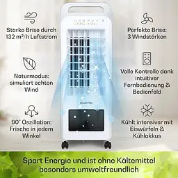 Охолоджувач повітря Klarstein Cooler Rush 3-в-1 132 м³/год (10035824) - мініатюра 6