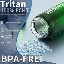 Пляшка для води Hydrated Water Bottle 1000 мл Tritan Green Black - мініатюра 5