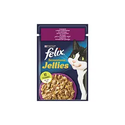 Вологий корм для кішок Purina Felix Sensations Jellies з качкою та шпинатом у желе 85 г (7613039831281)