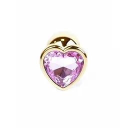Анальна пробка з кристалом B-Series Jewellery Gold Heart Plug Rose, 7х2,7 см, рожевий - мініатюра 5
