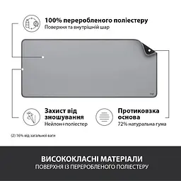 Килимок для мишi Desk Mat Studio Series Mid Grey (956-000052) Logitech teh0022896 - мініатюра 10