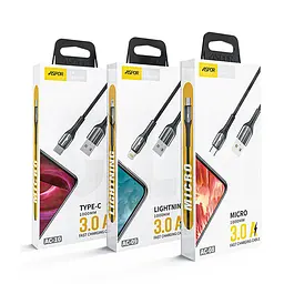 Кабель Aspor AC-09 Nylon LED USB – Lightning (3A/1м)- чорний - мініатюра 5