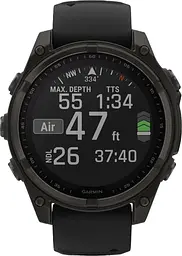 Смарт-годинник Garmin Fenix 8 51mm Solar Sapphire Carbon Gray DLC Titanium w. Black/Pebble Gray S. Band (010-02907-10/11/7