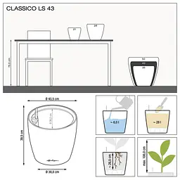 Вазон Lechuza Classico Premium LS, 28 л, білий (16080) - мініатюра 4