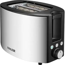 Тостер Edler EDTS-2572, Inox Black, 750W, 2 тости, 2 відділення, 5 режимів підсмажування, розморожування, підігрів, пластиковий корпус з нерж сталлю