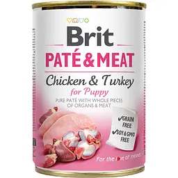 Вологий корм для цуценят Brit Pate & Meat з куркою та індичкою 400 г