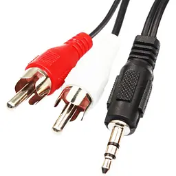 Кабель штекер TCOM 3.5 мм стерео 2 штекери RCA діамом 4 мм 2.4 м чорний