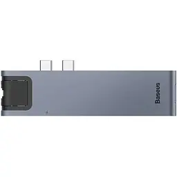 Usb Hub Baseus Thunderbolt C Pro Seven-in-one Dual Type-C to Usb3.0x2 + HDMI + RJ45 Ethernet + Type-C PD + microSD + SD card Сірий