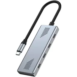 Концентратор Gembird USB-C 4-in-1 4xUSB-C 3.2 silver (UHB-CM-U310-C4-01) - мініатюра 2