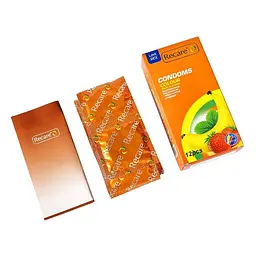 Презервативи Recare Color Fruit Flavour Condoms 12 шт, аромати: м'ята, банан, полуниця - мініатюра 3