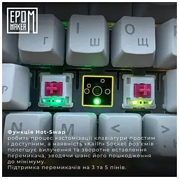 Клавіатура Epomaker Shadow-X 70 Mulan Switch Hot-Swap LCD Screen RGB Wireless/Bluetooth/USB UA White (SHX-W-M) - мініатюра 7