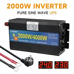 Інвертор перетворювач напруги Lvyuan F-2000P 24-230v 2000/4000w чистий синус - мініатюра 7