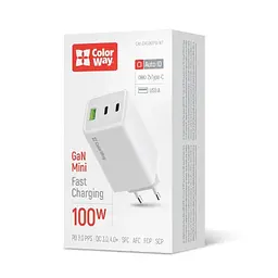 Мережевий зарядний пристрій White 100 Вт GaN ColorWay teh0028586 - мініатюра 3