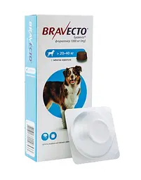 Протипаразитарна жувальна таблетка для собак Bravecto 1000 мг, 20–40 кг