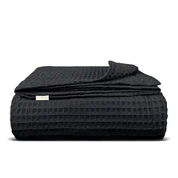 Плед-покривало Cosas Black Greek Waffle вафельний 200х220 см чорний (Blanket_00Black_GreekWaffle_200x220)