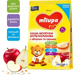 Молочна каша Milupa Мультизлакова з яблуком і грушею 210 г
