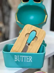Маслянка з ножем "Butter" блакитна, 17,5x10,5x8 см - мініатюра 2