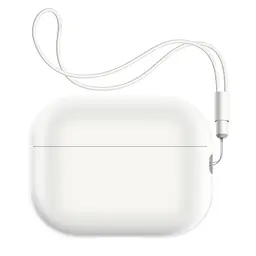 Силіконовий чохол для навушників Apple AirPods Pro 2 2022, Silicone Case with straps, білий, захисний чохол з ремінцем, ультратонкий і легкий, повний захист, з підвіскою, м"який силікон, ArmorStandart (ARM68618)