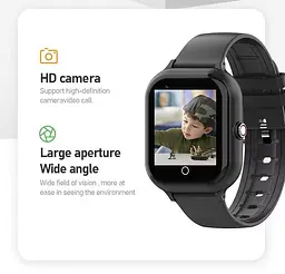 Дитячий смарт годинник Lemfo M52 з GPS трекером, 4G сім карткою та прослушкою Чорний  - мініатюра 8