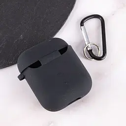 Силіконовий футляр з мікрофіброю для навушників Airpods 1/2 Чорний / Black - мініатюра 4
