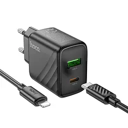 МЗП Hoco CS23A Sunlight PD30W+QC3.0 (1USB-A/1C) + кабель Type-C to Lightning Black - мініатюра 2