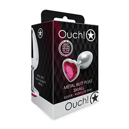 Анальна пробка Ouch! Heart Gem Butt Plug Small, 6.9 см (сріблястий) - мініатюра 8