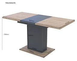 Столовий стіл Doros Бостон Дуб Сонома / Графіт 150х70х79 (81339362) - мініатюра 8