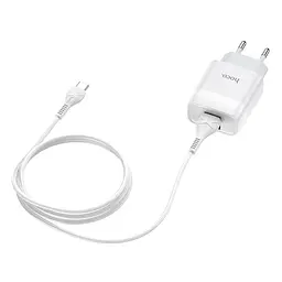 Мережевний зарядний пристрій Hoco C73A Glorious 2.4A 2USB-A + кабель USB to Type-C Білий - мініатюра 4