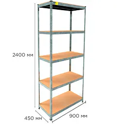 Металевий стелаж Emby Light Series (розмір 2400х900x450мм) 5 полиць ДСП до 100кг Оцинкований - мініатюра 2