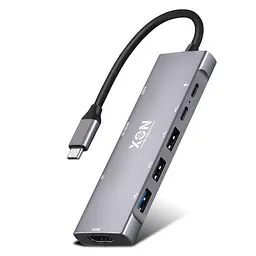 USB-хаб XON SmartHub 9 в 1 HDMI 3.5 Audio SD/TF 2xType-C 3xUSB3.0 Сірий (UHCHP095300G 5245)
