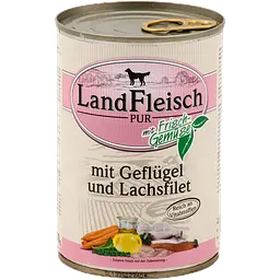 Консерви для собак LandFleisch Adult Dog mit Geflugel und Lachsfilet (птах, лосось) 400 г