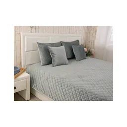 Покривало Руно двостороннє декоративне Velour Dark Grey ромб 150х220 см (360.55_Dark Grey ромб) - мініатюра 3