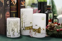 Безпламні мерехтливі свічки Eldnacele Snowman Christmas Deco з автоматичним таймером щоденного циклу, білі світлодіодні - мініатюра 4