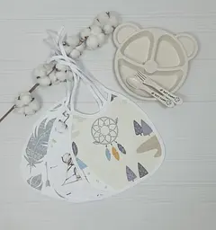 Набір непромокаючих слинявчиків з тарілочкою a.l.babybox Сірий