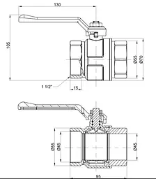 Кран кульовий Icma 1" 1/2 прямий №350 (87350AH11) - мініатюра 4