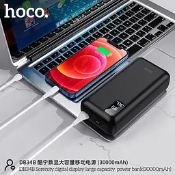 УМБ Hoco Serenity digital display large capacity power bank DB34B 30000mAh 3 порта чорна - мініатюра 4