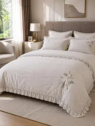 Комплект постільної білизни євро з покривалом 240х260 см Soft Cream варена бавовна TC303376308
