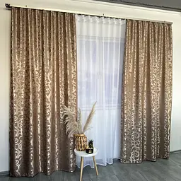 Штори жаккард "Вензель" кавовий150х270 см, 2шт, тасьма ALBO pbe0052940 - мініатюра 5