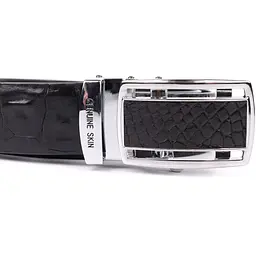 Ремінь-автомат з натуральної шкіри крокодила чорний CROCODILE LEATHER 18239 100 см - мініатюра 7