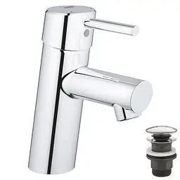 Змішувач для умивальника S-Size + натискний донний клапан Grohe Concetto 23931001 Хром