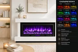 Електричний камін Sonata 1875 Bluetooth звук потріскування дров Білий (10080147) - мініатюра 8
