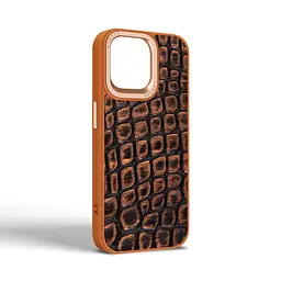 Кожаный чехол для Apple iPhone 14 Pro Max, Harder Kaiju Skin, оранжевый, термополиуретан ТПУ + экокожа с эффектом текстуры монстра, панель, защита корпуса, противоударный, микрофибра, рамка вокруг камеры, защита всего корпуса, (ARM76867) - мініатюра 2
