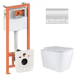 Набір Qtap Nest 4 в 1 підвісний унітаз Tern Ultra Quiet 525x345x360 + комплект інсталяції QT17332303AW47510 - мініатюра 1