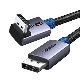 Кабель DisplayPort UGREEN DP137 2.1 кутовий 90° 16K 60 Гц 1 м чорний (85741)